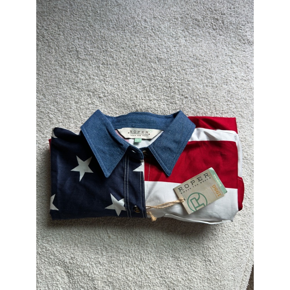 Roper Women's Small American Flag Western Shirt Long Sleeve NWT